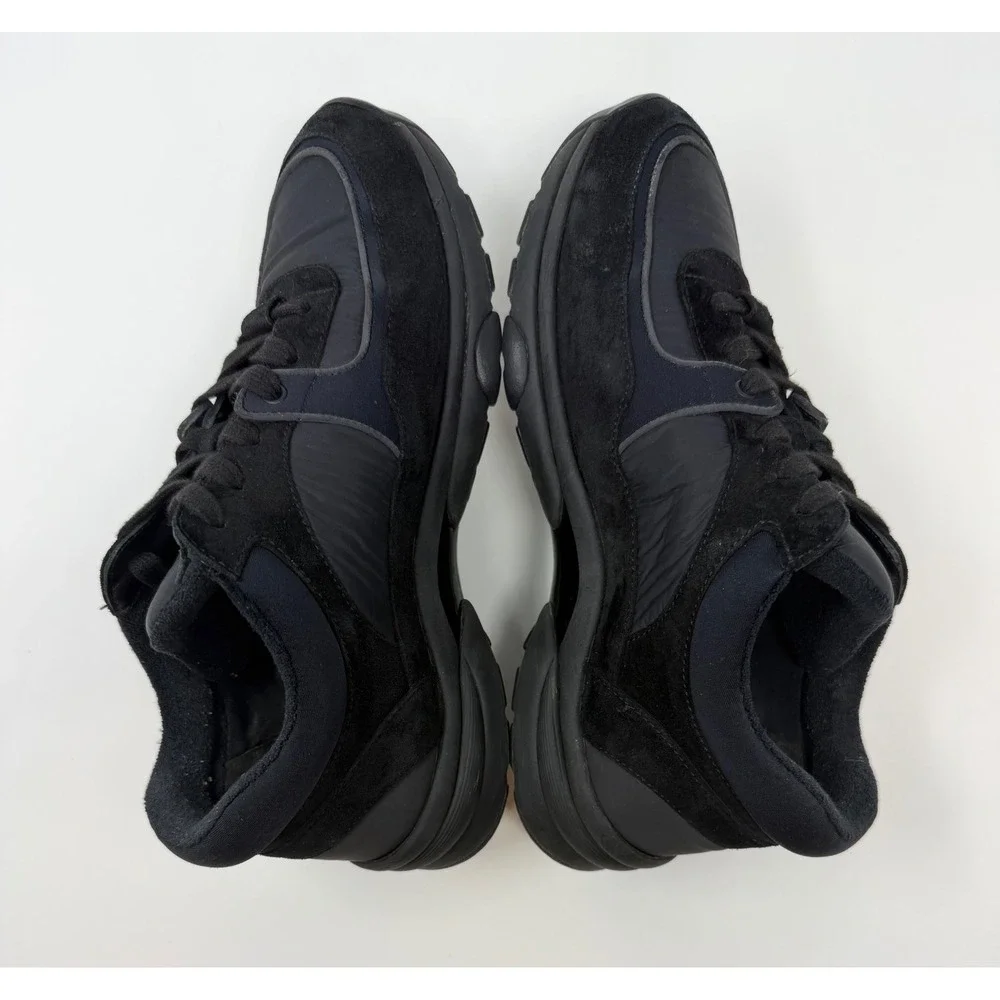 Chanel CC Triple Black Suede Trainer Sneaker Size 8 US 38 EU